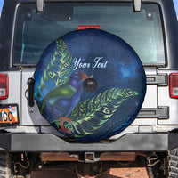 New Zealand Takahe Personalised Spare Tire Cover Silver Fern Galaxy Polynesian Pattern LT22 Blue - Polynesian Pride