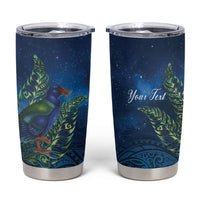 New Zealand Takahe Personalised Tumbler Cup Silver Fern Galaxy Polynesian Pattern LT22 Blue - Polynesian Pride