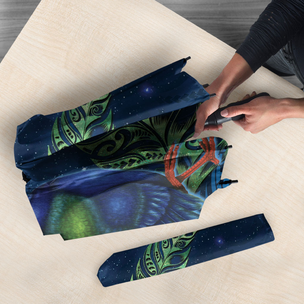 New Zealand Takahe Personalised Umbrella Silver Fern Galaxy Polynesian Pattern LT22 - Polynesian Pride