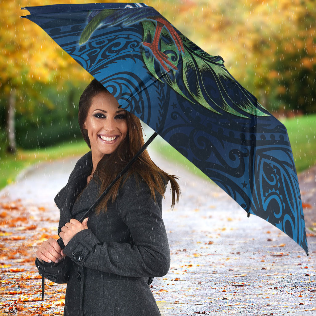 New Zealand Takahe Personalised Umbrella Silver Fern Galaxy Polynesian Pattern LT22 - Polynesian Pride