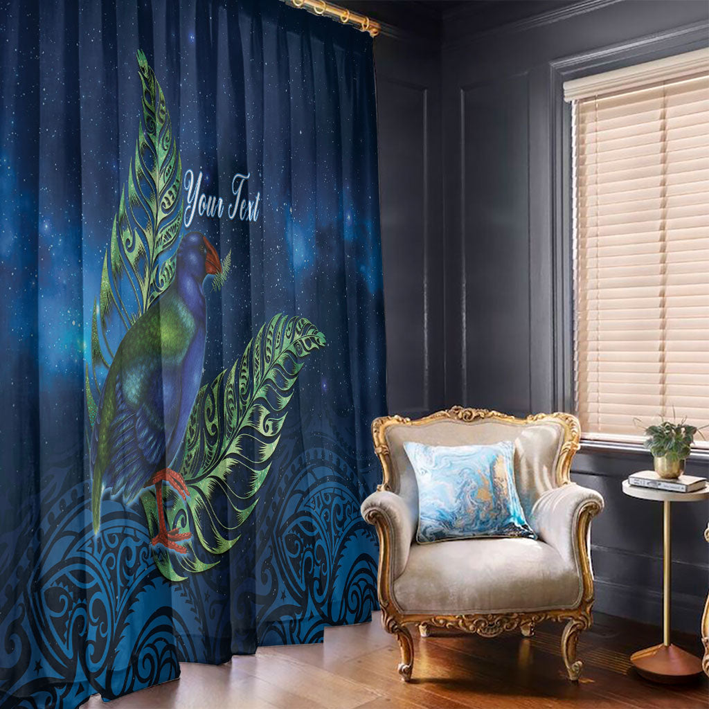New Zealand Takahe Personalised Window Curtain Silver Fern Galaxy Polynesian Pattern LT22 - Polynesian Pride