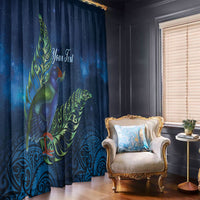 New Zealand Takahe Personalised Window Curtain Silver Fern Galaxy Polynesian Pattern LT22 - Polynesian Pride