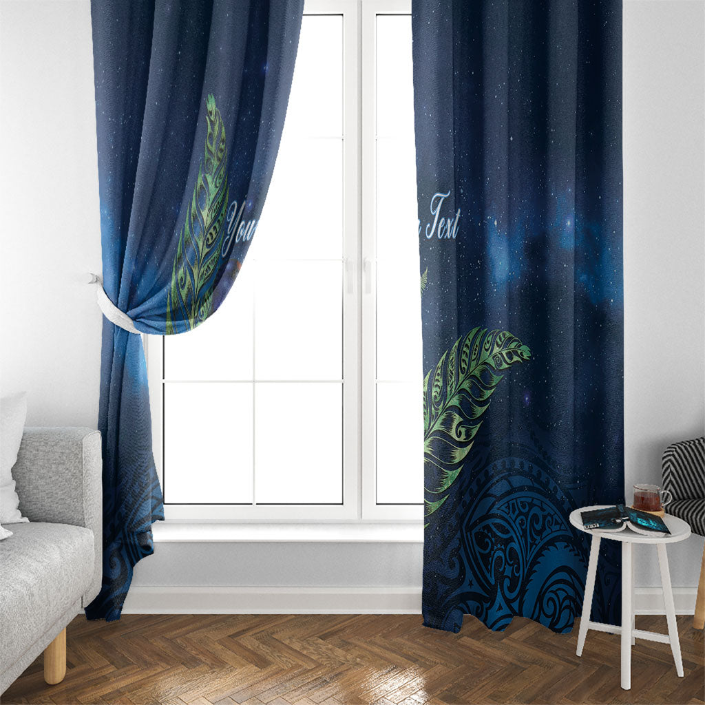 New Zealand Takahe Personalised Window Curtain Silver Fern Galaxy Polynesian Pattern LT22 - Polynesian Pride