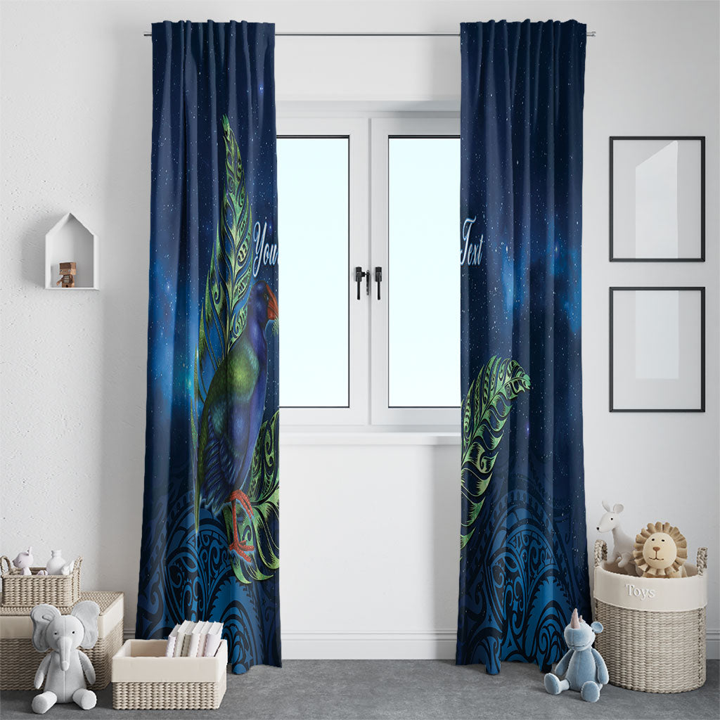 New Zealand Takahe Personalised Window Curtain Silver Fern Galaxy Polynesian Pattern LT22 - Polynesian Pride