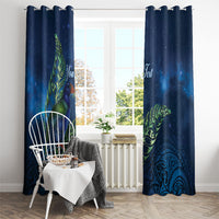 New Zealand Takahe Personalised Window Curtain Silver Fern Galaxy Polynesian Pattern LT22 - Polynesian Pride