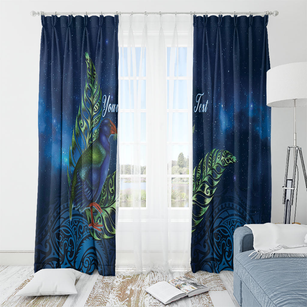 New Zealand Takahe Personalised Window Curtain Silver Fern Galaxy Polynesian Pattern LT22 - Polynesian Pride