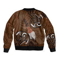 New Zealand Taiaha Bomber Jacket Maori Weapon Silver Fern Maori Pattern LT22 - Polynesian Pride