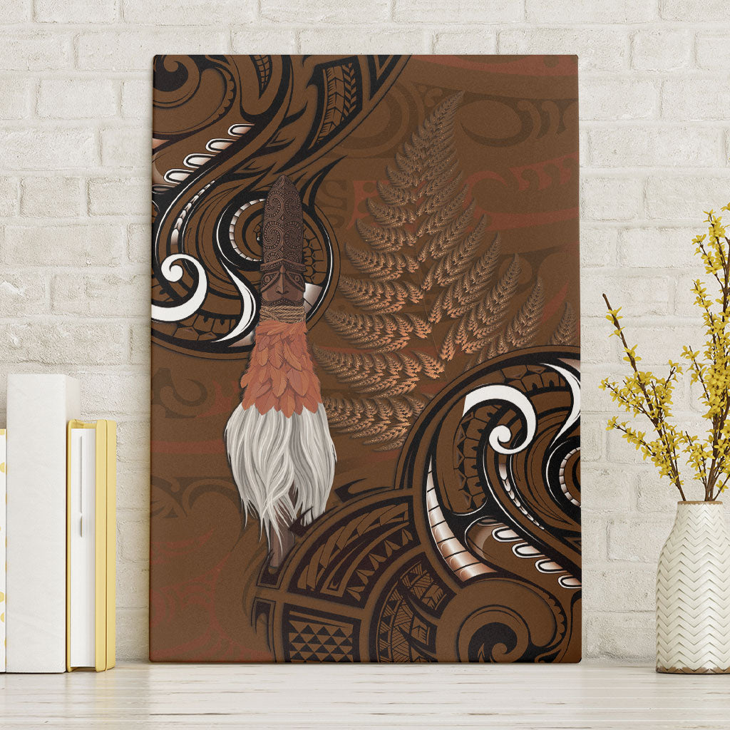 New Zealand Taiaha Canvas Wall Art Maori Weapon Silver Fern Maori Pattern LT22 Without Frame Brown - Polynesian Pride