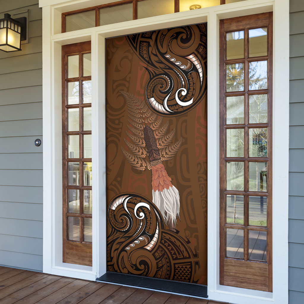 New Zealand Taiaha Door Cover Maori Weapon Silver Fern Maori Pattern LT22 - Polynesian Pride