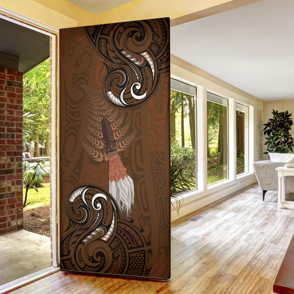 New Zealand Taiaha Door Cover Maori Weapon Silver Fern Maori Pattern LT22 - Polynesian Pride
