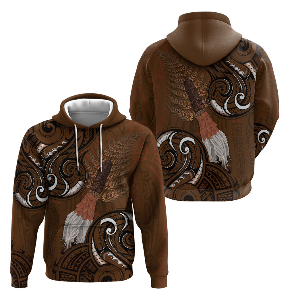 New Zealand Taiaha Hoodie Maori Weapon Silver Fern Maori Pattern LT22 - Polynesian Pride