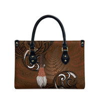 New Zealand Taiaha Leather Bag Maori Weapon Silver Fern Maori Pattern LT22 - Polynesian Pride
