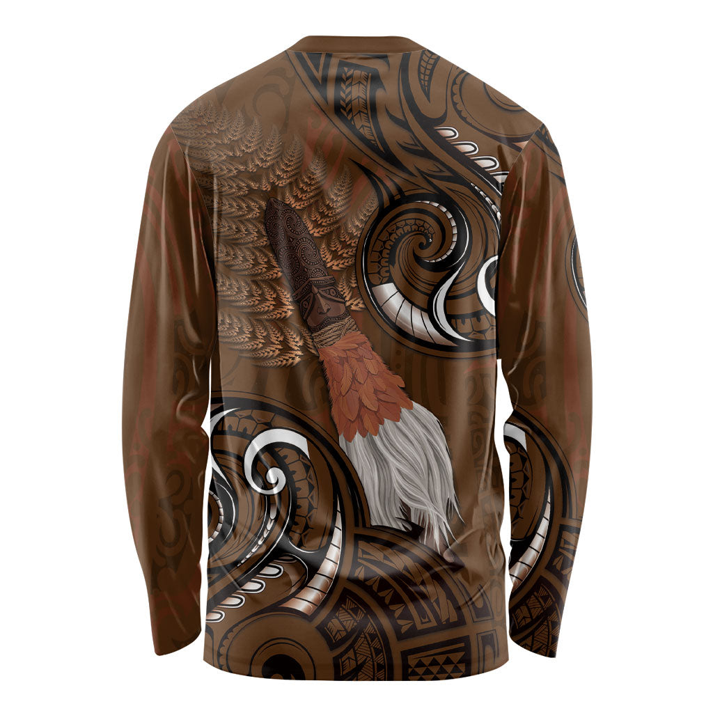 New Zealand Taiaha Long Sleeve Shirt Maori Weapon Silver Fern Maori Pattern LT22 - Polynesian Pride