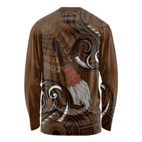 New Zealand Taiaha Long Sleeve Shirt Maori Weapon Silver Fern Maori Pattern LT22 - Polynesian Pride