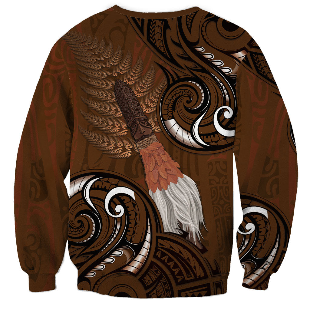 New Zealand Taiaha Sweatshirt Maori Weapon Silver Fern Maori Pattern LT22 - Polynesian Pride