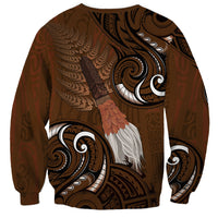 New Zealand Taiaha Sweatshirt Maori Weapon Silver Fern Maori Pattern LT22 - Polynesian Pride