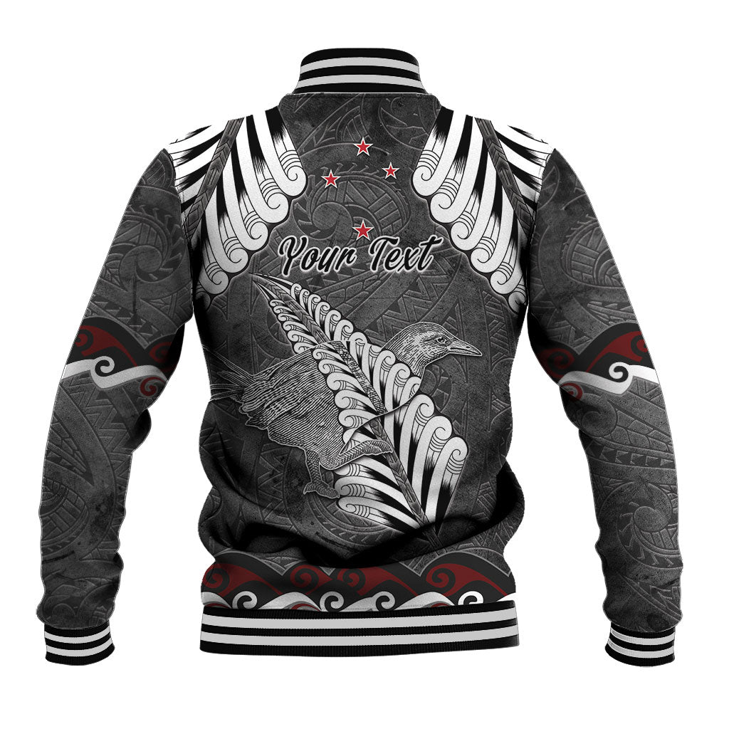 New Zealand Weka Personalised Baseball Jacket Aotearoa Hen Silver Fern Maori Pattern LT22 - Polynesian Pride