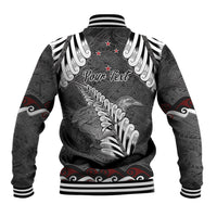 New Zealand Weka Personalised Baseball Jacket Aotearoa Hen Silver Fern Maori Pattern LT22 - Polynesian Pride