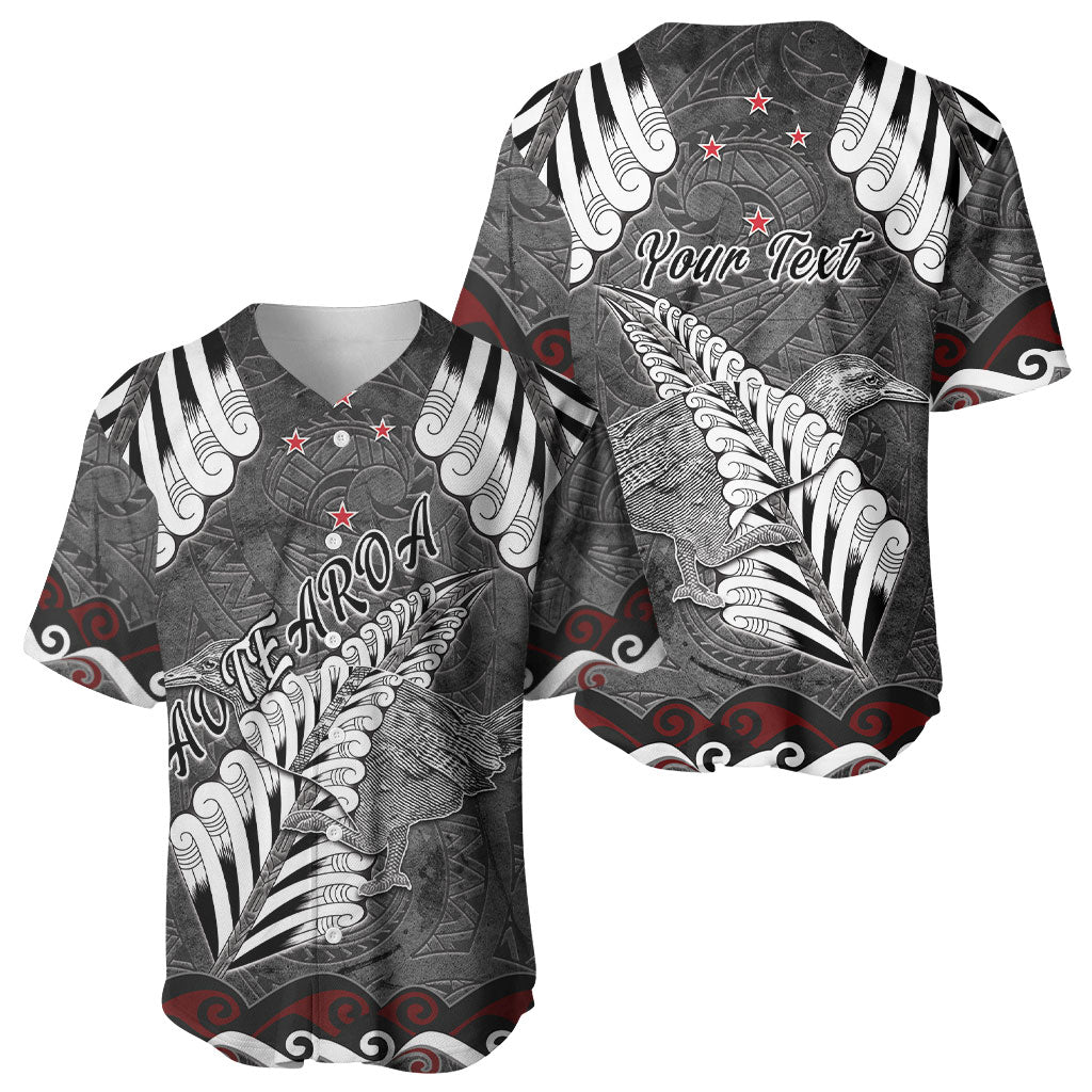 New Zealand Weka Personalised Baseball Jersey Aotearoa Hen Silver Fern Maori Pattern LT22 - Polynesian Pride