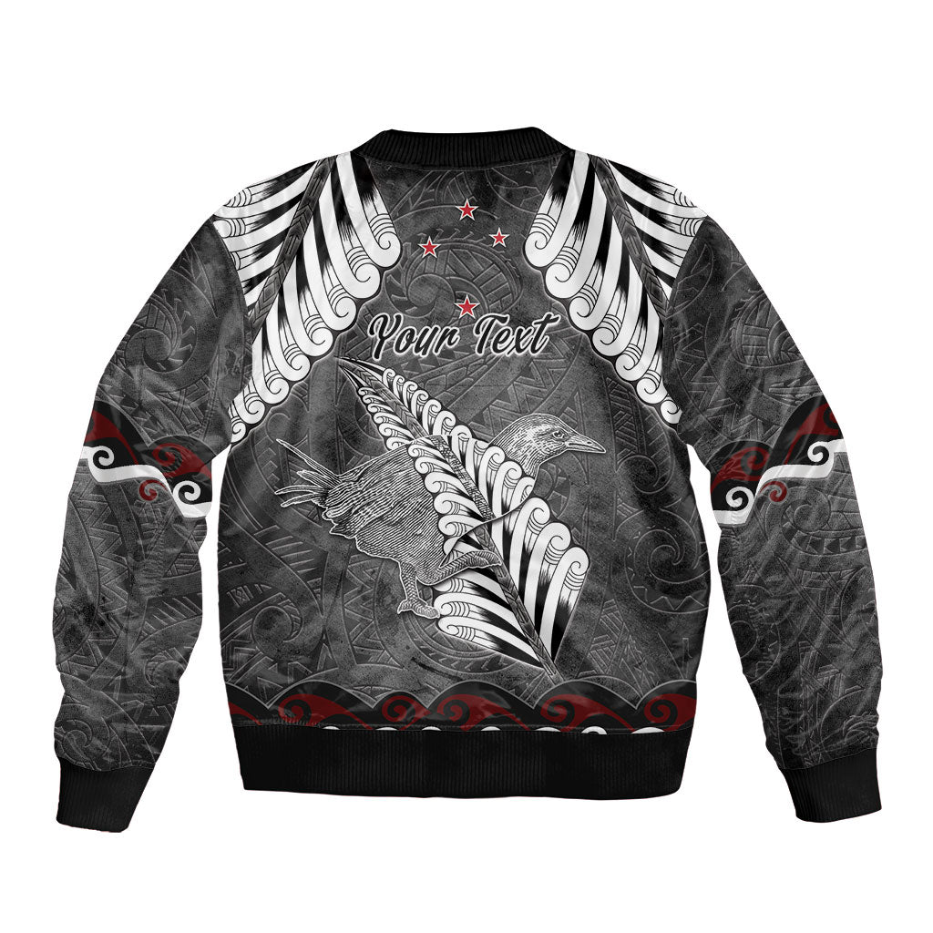 New Zealand Weka Personalised Bomber Jacket Aotearoa Hen Silver Fern Maori Pattern LT22 - Polynesian Pride