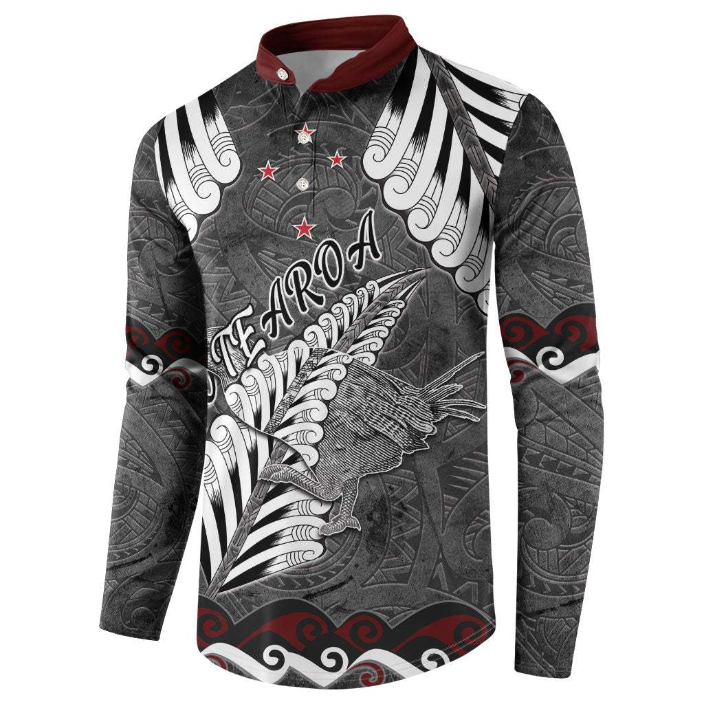 New Zealand Weka Personalised Button Sweatshirt Aotearoa Hen Silver Fern Maori Pattern LT22 - Polynesian Pride
