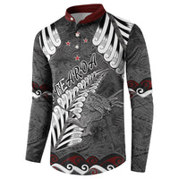 New Zealand Weka Personalised Button Sweatshirt Aotearoa Hen Silver Fern Maori Pattern LT22 - Polynesian Pride