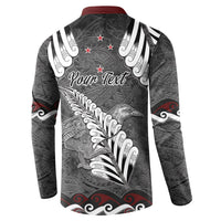 New Zealand Weka Personalised Button Sweatshirt Aotearoa Hen Silver Fern Maori Pattern LT22 - Polynesian Pride