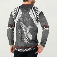 New Zealand Weka Personalised Button Sweatshirt Aotearoa Hen Silver Fern Maori Pattern LT22 - Polynesian Pride