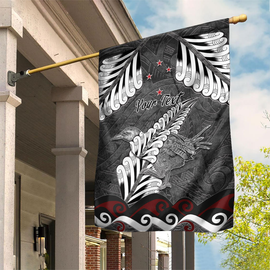 New Zealand Weka Personalised Garden Flag Aotearoa Hen Silver Fern Maori Pattern LT22 House Flag Black - Polynesian Pride
