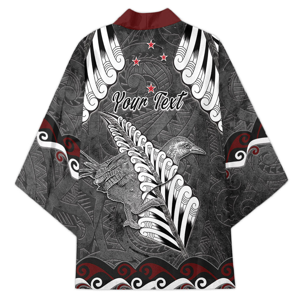 New Zealand Weka Personalised Kimono Aotearoa Hen Silver Fern Maori Pattern LT22 - Polynesian Pride