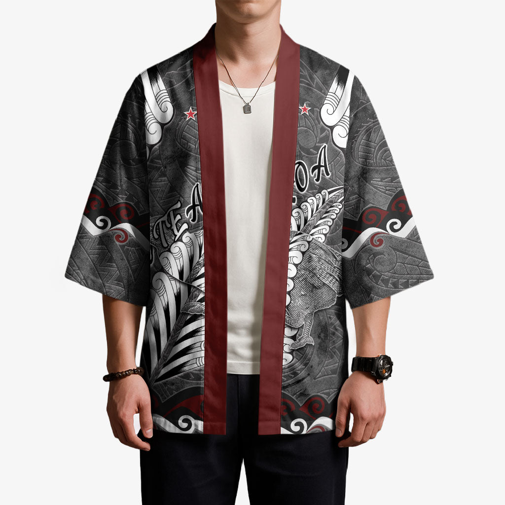 New Zealand Weka Personalised Kimono Aotearoa Hen Silver Fern Maori Pattern LT22 - Polynesian Pride