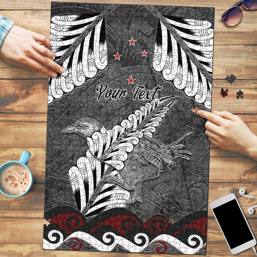 New Zealand Weka Personalised Puzzle Aotearoa Hen Silver Fern Maori Pattern LT22 Black - Polynesian Pride