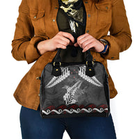New Zealand Weka Personalised Shoulder Handbag Aotearoa Hen Silver Fern Maori Pattern LT22 - Polynesian Pride