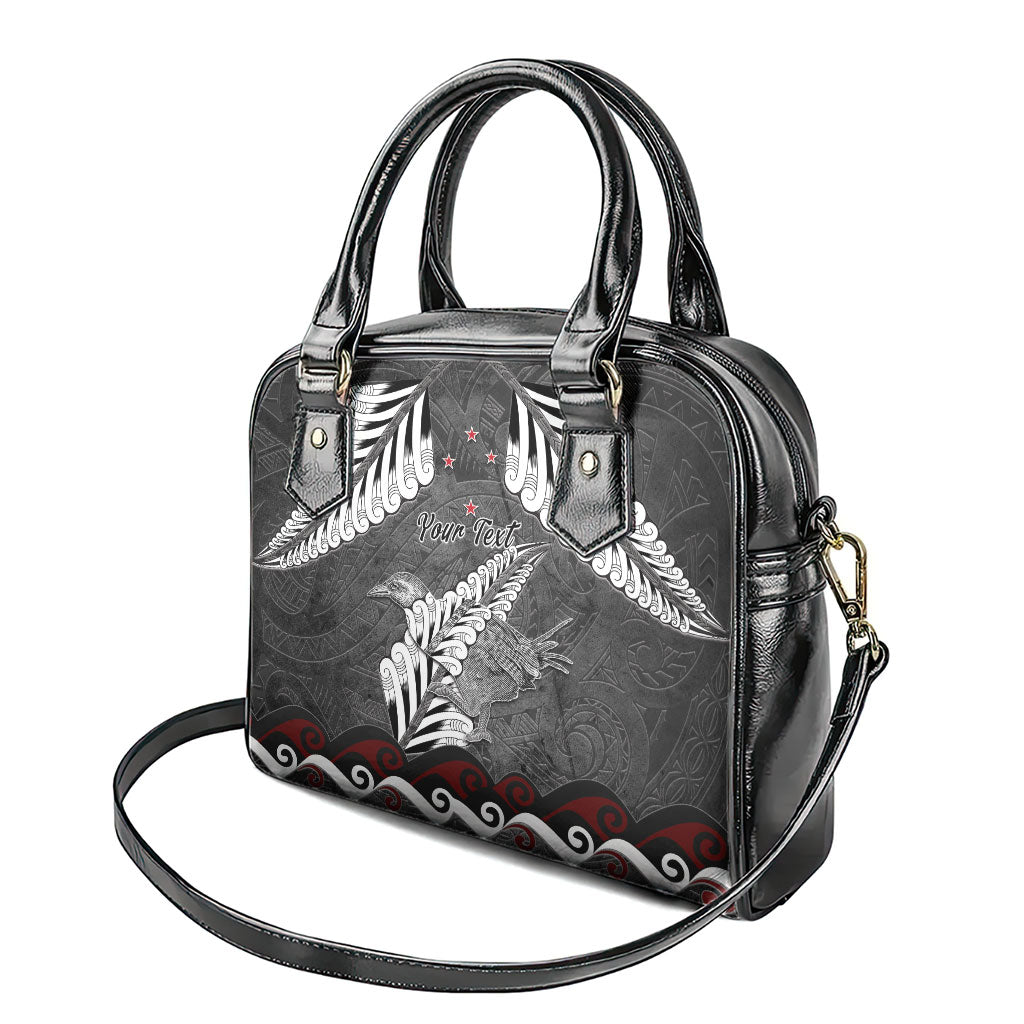 New Zealand Weka Personalised Shoulder Handbag Aotearoa Hen Silver Fern Maori Pattern LT22 - Polynesian Pride