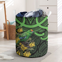 New Zealand Parakeet Bird Laundry Basket Maori Kakariki Kowhai Maori Pattern LT22 Green - Polynesian Pride