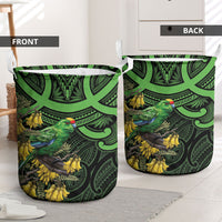 New Zealand Parakeet Bird Laundry Basket Maori Kakariki Kowhai Maori Pattern LT22 - Polynesian Pride