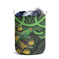 New Zealand Parakeet Bird Laundry Basket Maori Kakariki Kowhai Maori Pattern LT22 - Polynesian Pride
