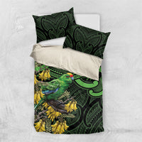 New Zealand Parakeet Bird Bedding Set Maori Kakariki Kowhai Maori Pattern LT22 US Twin 172cm x 218cm Green - Polynesian Pride