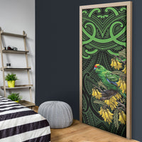 New Zealand Parakeet Bird Door Cover Maori Kakariki Kowhai Maori Pattern LT22 - Polynesian Pride