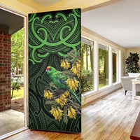 New Zealand Parakeet Bird Door Cover Maori Kakariki Kowhai Maori Pattern LT22 - Polynesian Pride