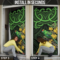 New Zealand Parakeet Bird Door Cover Maori Kakariki Kowhai Maori Pattern LT22 - Polynesian Pride
