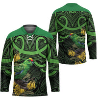 New Zealand Parakeet Bird Hockey Jersey Maori Kakariki Kowhai Maori Pattern LT22 - Polynesian Pride