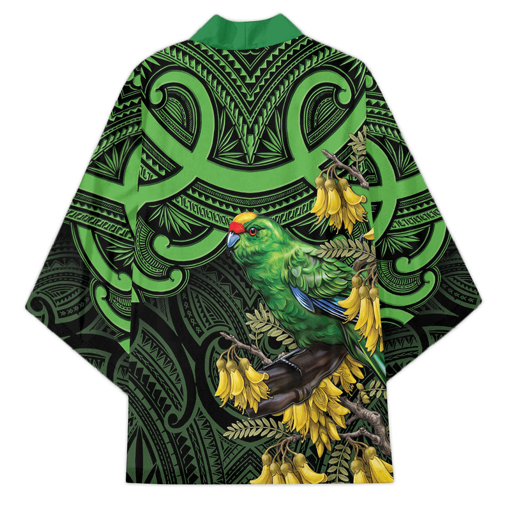 New Zealand Parakeet Bird Kimono Maori Kakariki Kowhai Maori Pattern LT22 - Polynesian Pride