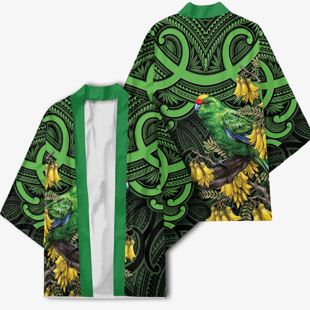 New Zealand Parakeet Bird Kimono Maori Kakariki Kowhai Maori Pattern LT22 - Polynesian Pride