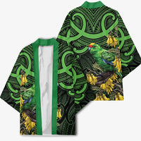 New Zealand Parakeet Bird Kimono Maori Kakariki Kowhai Maori Pattern LT22 - Polynesian Pride