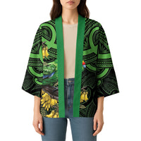 New Zealand Parakeet Bird Kimono Maori Kakariki Kowhai Maori Pattern LT22 - Polynesian Pride