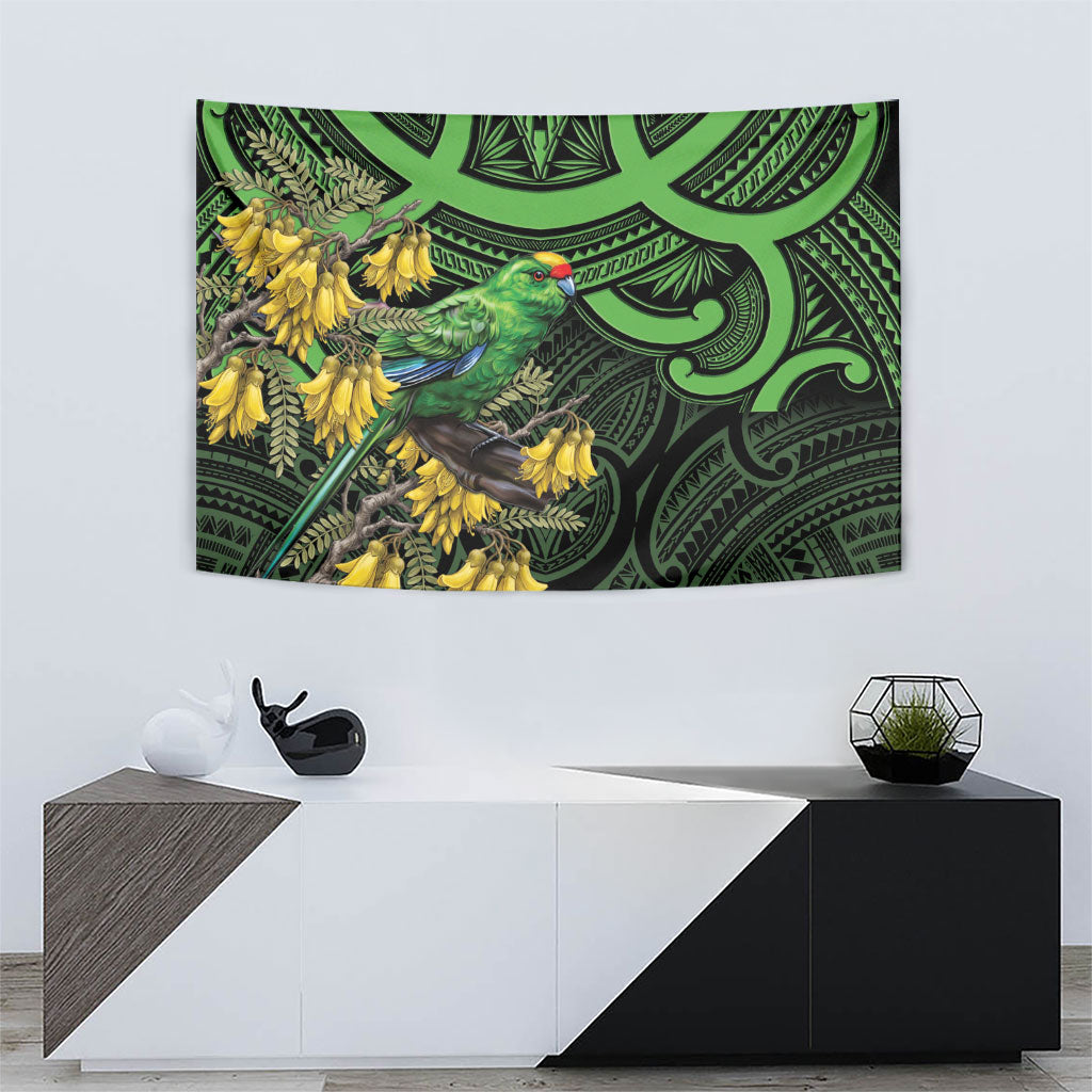 New Zealand Parakeet Bird Tapestry Maori Kakariki Kowhai Maori Pattern LT22 - Polynesian Pride