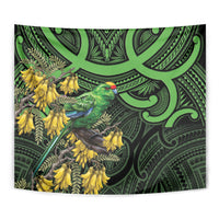New Zealand Parakeet Bird Tapestry Maori Kakariki Kowhai Maori Pattern LT22 - Polynesian Pride