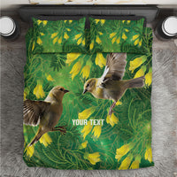Bellbird New Zealand Personalised Bedding Set Kowhai Flower Maori Pattern LT22 Green - Polynesian Pride