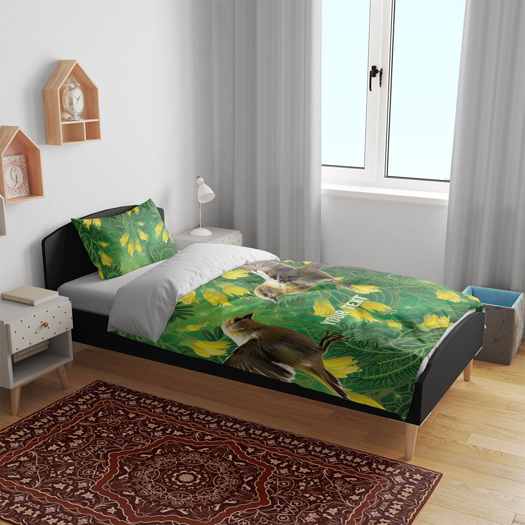 Bellbird New Zealand Personalised Bedding Set Kowhai Flower Maori Pattern LT22 - Polynesian Pride